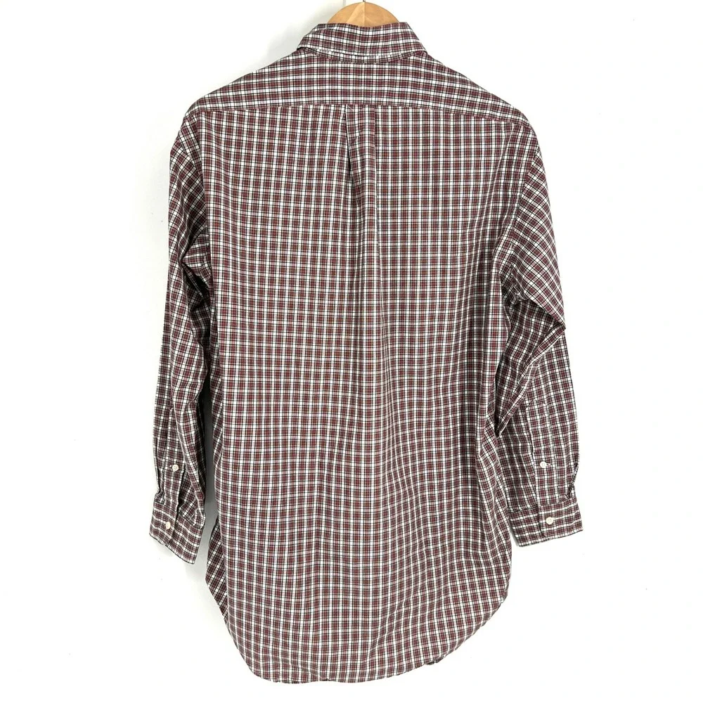 Ralph Lauren Yarmouth Mens 15.5 32/33 Tartan Plaid Button‎ Down Shirt Red Cotton